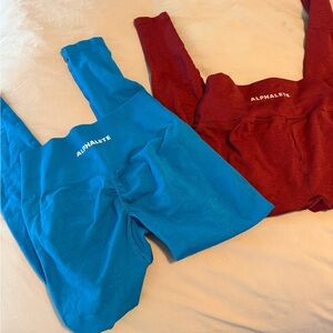 Alphalete Women's Leggings - Blue and Burgundy